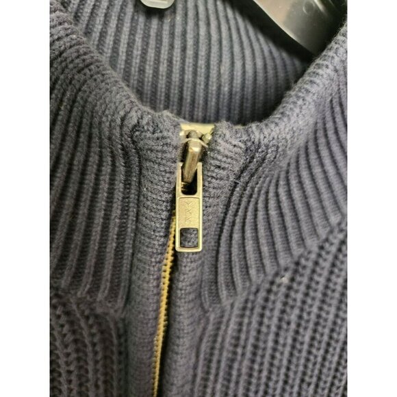 LL BEAN Full Zip Sweater Men’s Large Blue Ribbed Cotton Banded Sleeves 0 FHT4 - Picture 4 of 4
